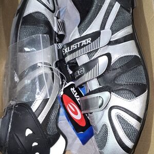 Exustar Silver Black Road Cycling Shoes New But Damaged Read Description 46 / 12